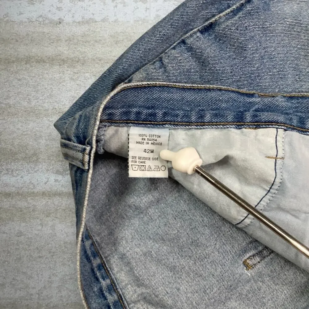 Vintage 90s Bugle Boy Carpenter Jean Shorts 42x13 Light Wash Denim 13